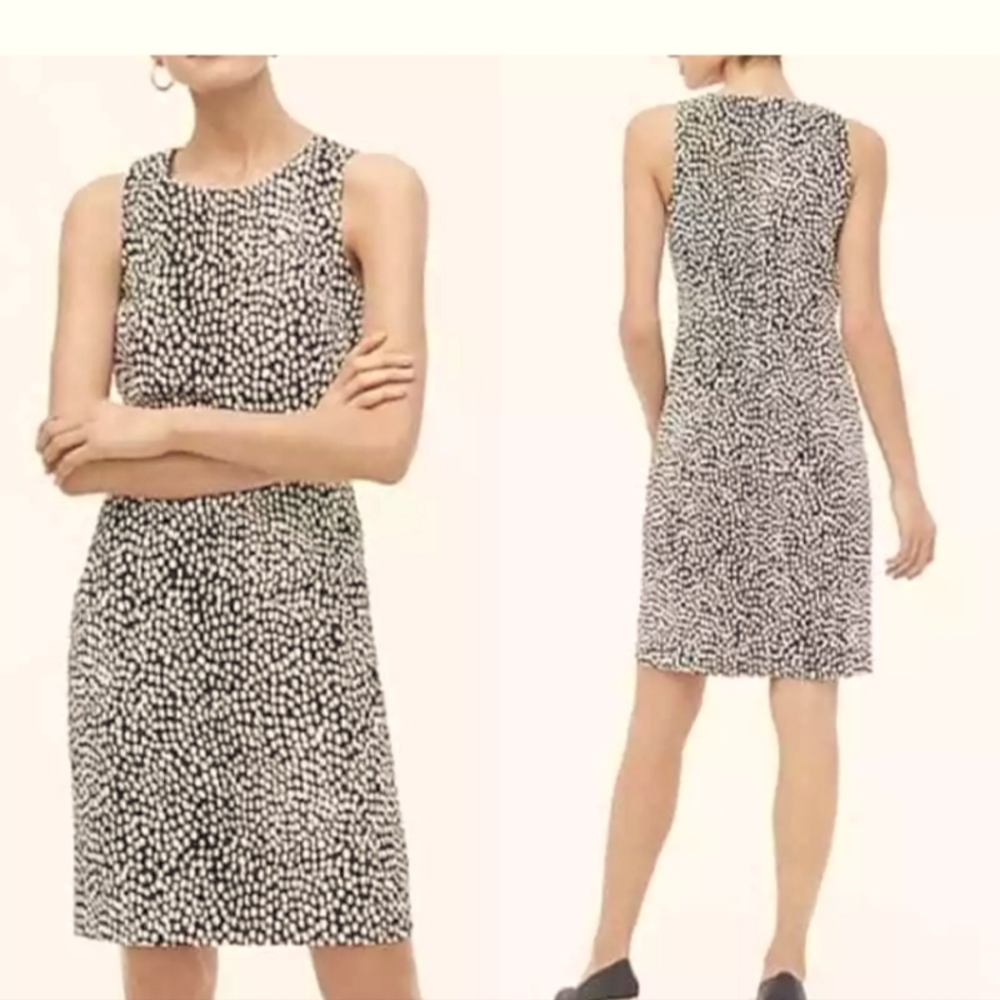 NWT J Crew Midnight Blue and White Sheath Midi Dress with Scoop Neck - Size 10